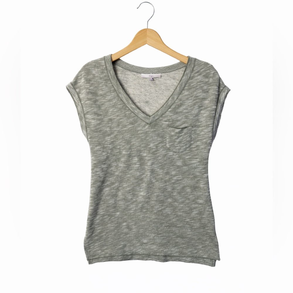 GAP Olive Green Slub Knit V-Neck Pocket Tee Women’s XS Casual Short Sleeve Top